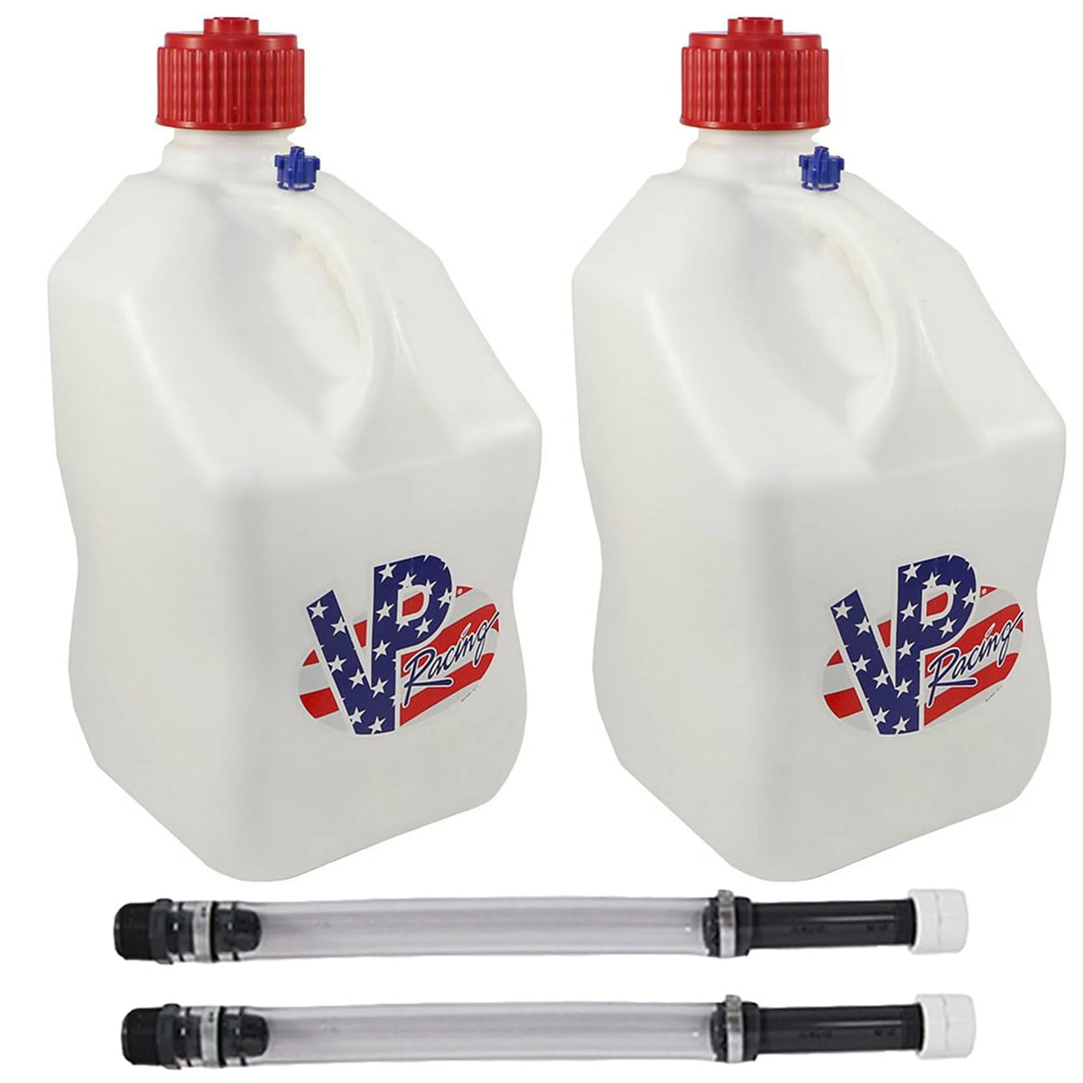 VP Racing Fuels 5.5 Gal Utility Patriotic Jugs with 14 Hose Kit (2 Pack)