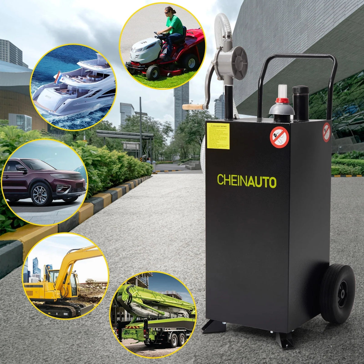 DSstyles 30 Gallon Gas Caddy with PumpStorage Tank Portable Gasoline Dieselfor Car, Lawnmower, ATV, Boat, Motorcycle
