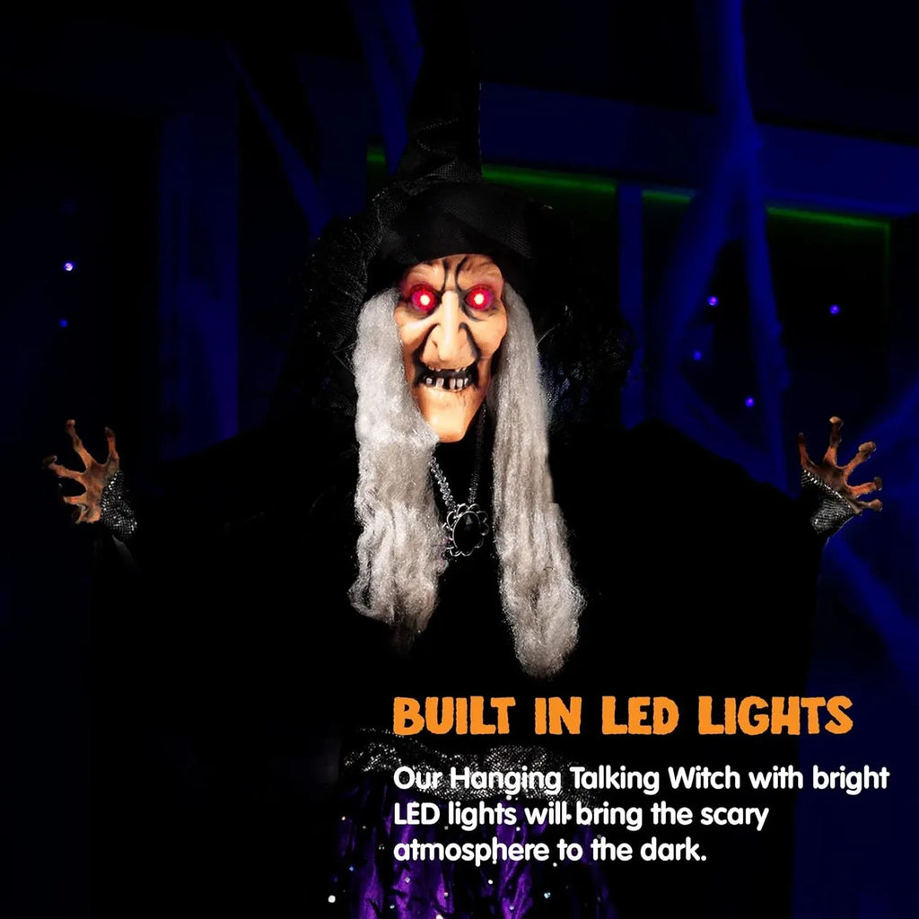 Animated Witch Halloween Decorations Outdoor Indoor, Scary Halloween Animatronic