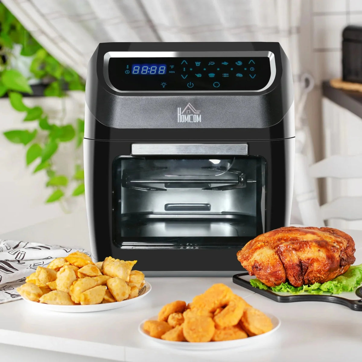 GVJMTKP 12 QT Air Fry Oven 8 In 1 Countertop Oven Combo with Air Fry Roast Broil Bake and Dehydrate 1700W with Accessories and LED Display Black