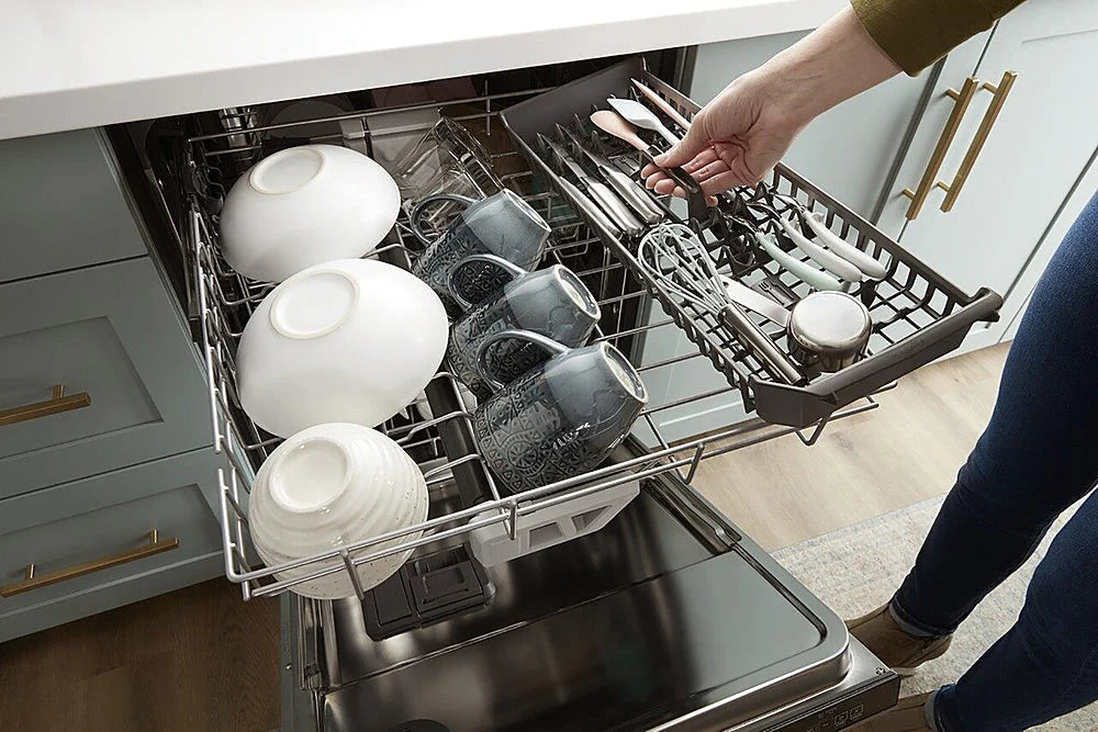Whirlpool - 24 Top Control Built-In Dishwasher with Stainless Steel Tub, Large Capacity & 3rd Rack, 47 dBA - Stainless steel