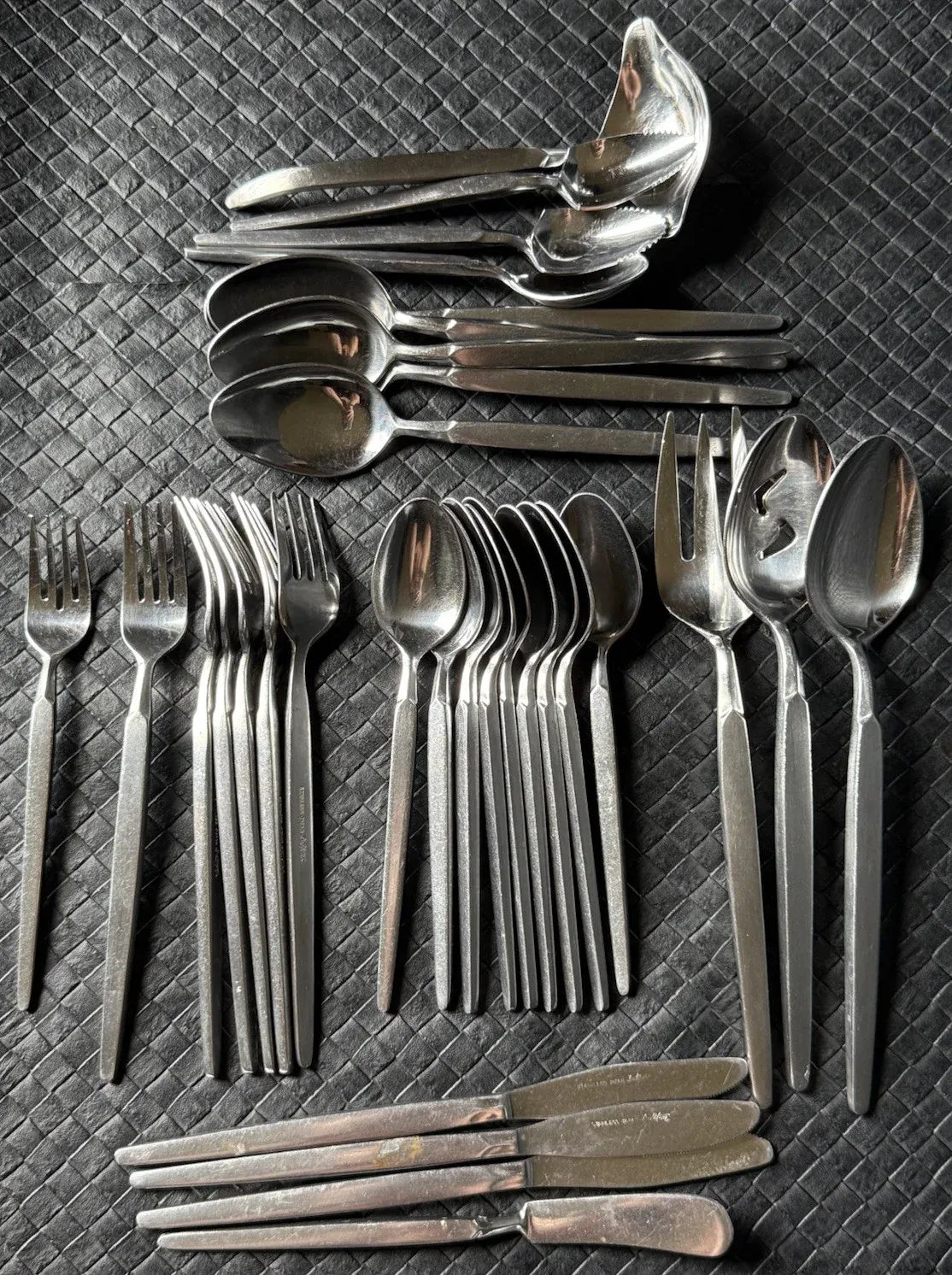 Japan Stainless Steel Flatware 32 Assorted Piece Set Vtg 1960s