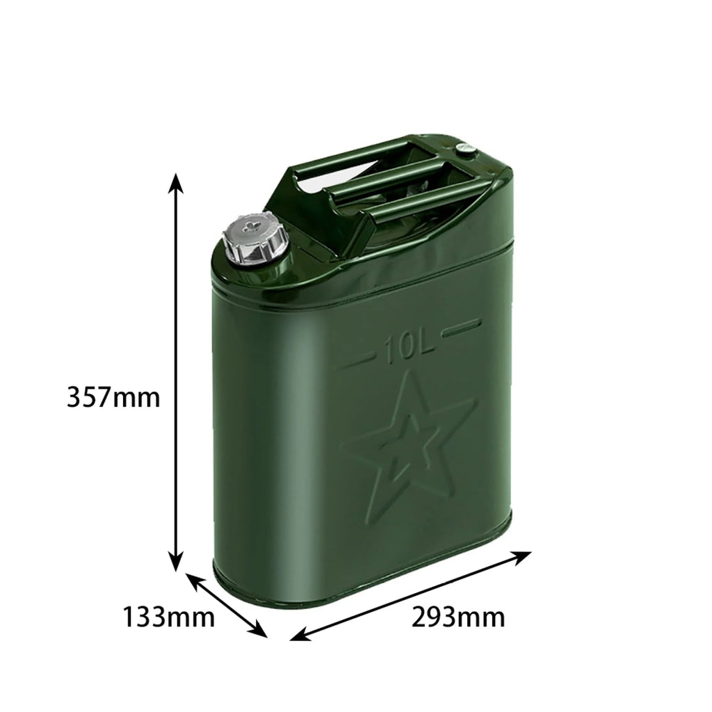 MoreChioce 10L Green Metal Jerry Can Store Container for Petrol Oil Water Alcohol