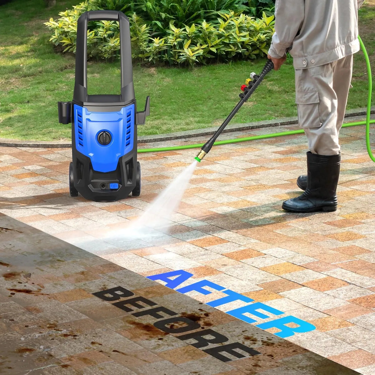 5000PSI Electric Pressure Washer, 4.0 GPM High Power Washer Machine, with Adjustable Nozzle and Soap Bottle for Cars/Fences/Driveways/Home/Patios (Light Blue)