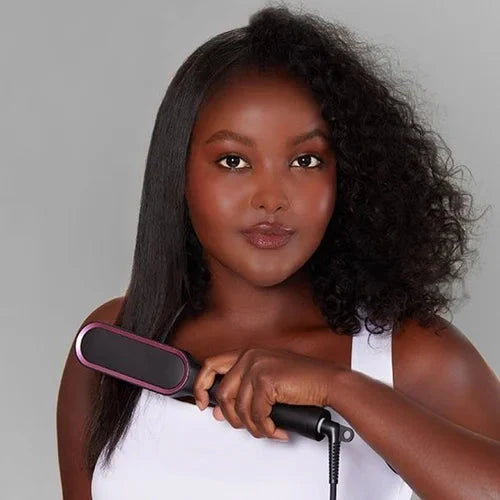 Heated Hair Styling Comb with Ion Frizz Control and Adjustable Heat, Travel Pouch