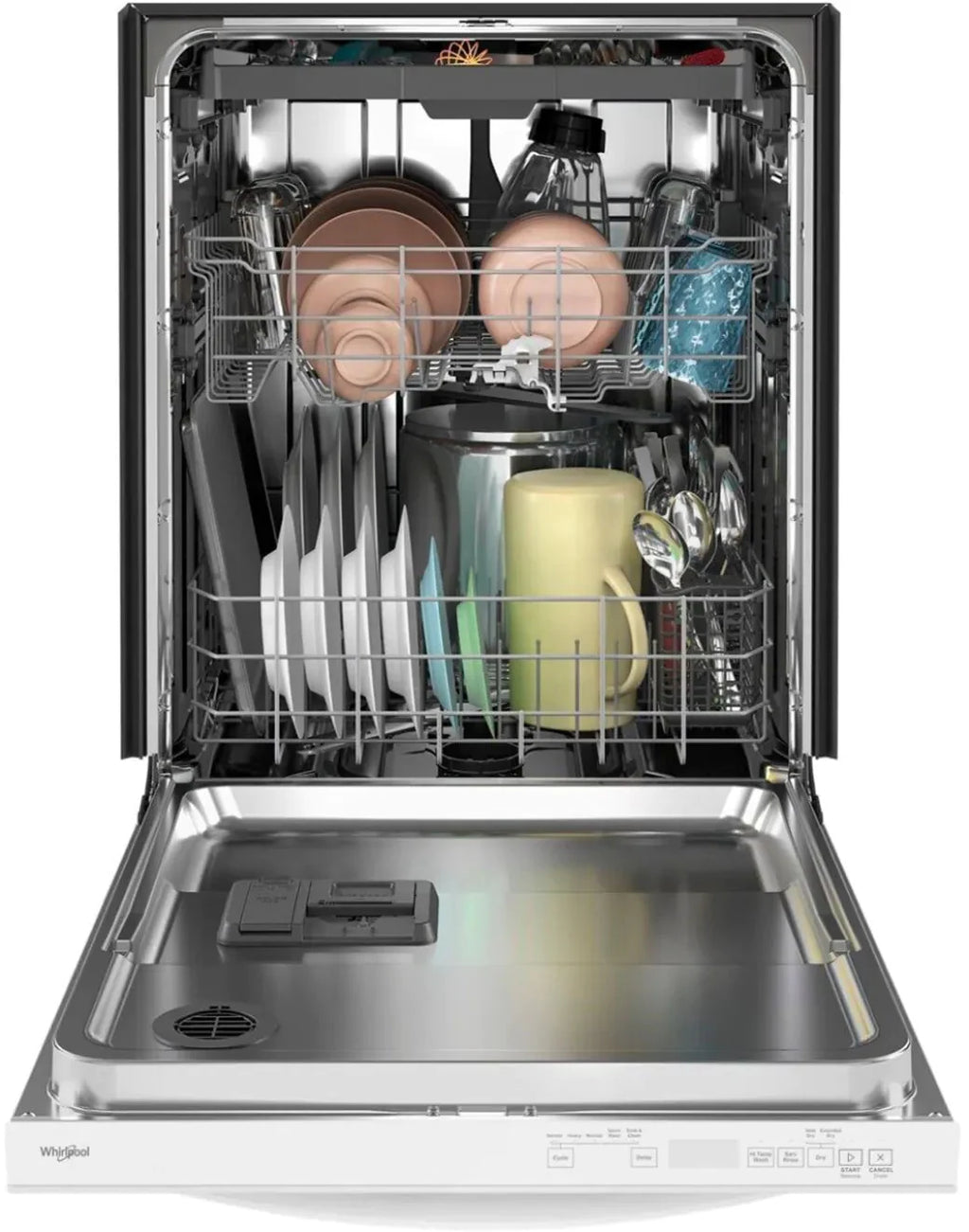 Whirlpool - 24 Top Control Built-In Dishwasher with Stainless Steel Tub, Large Capacity, 3rd Rack, 47 dBA - White