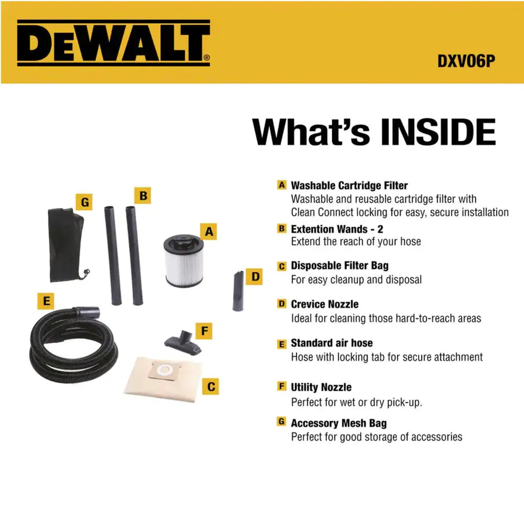 DW DXV06P 6 gallon Poly Wet/Dry Vacuum�� Yellow