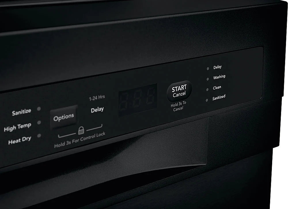 Frigidaire - 24 Compact Front Control Built-In Dishwasher with Stainless Steel Tub, 52 dBA - Black