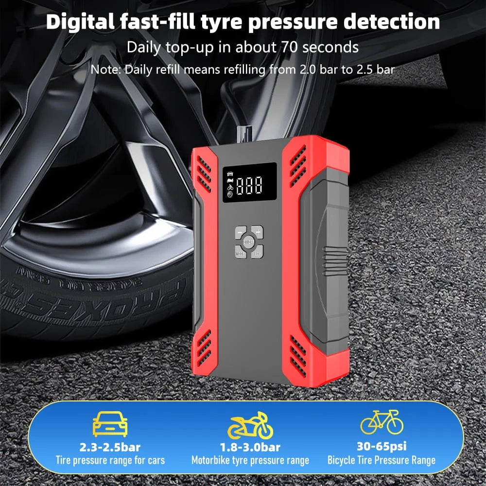 Car Jump Starter with Tire Inflator,DFITO 2000A Peak Portable Battery Starter (up to 7.0L Gas or 6.5L Diesel Engine), 37000mAh Portable Car Battery Booster