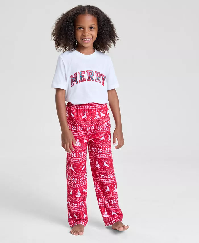 Festive Pajama Pants for Kids with Elastic Waist and Full Length Coverage