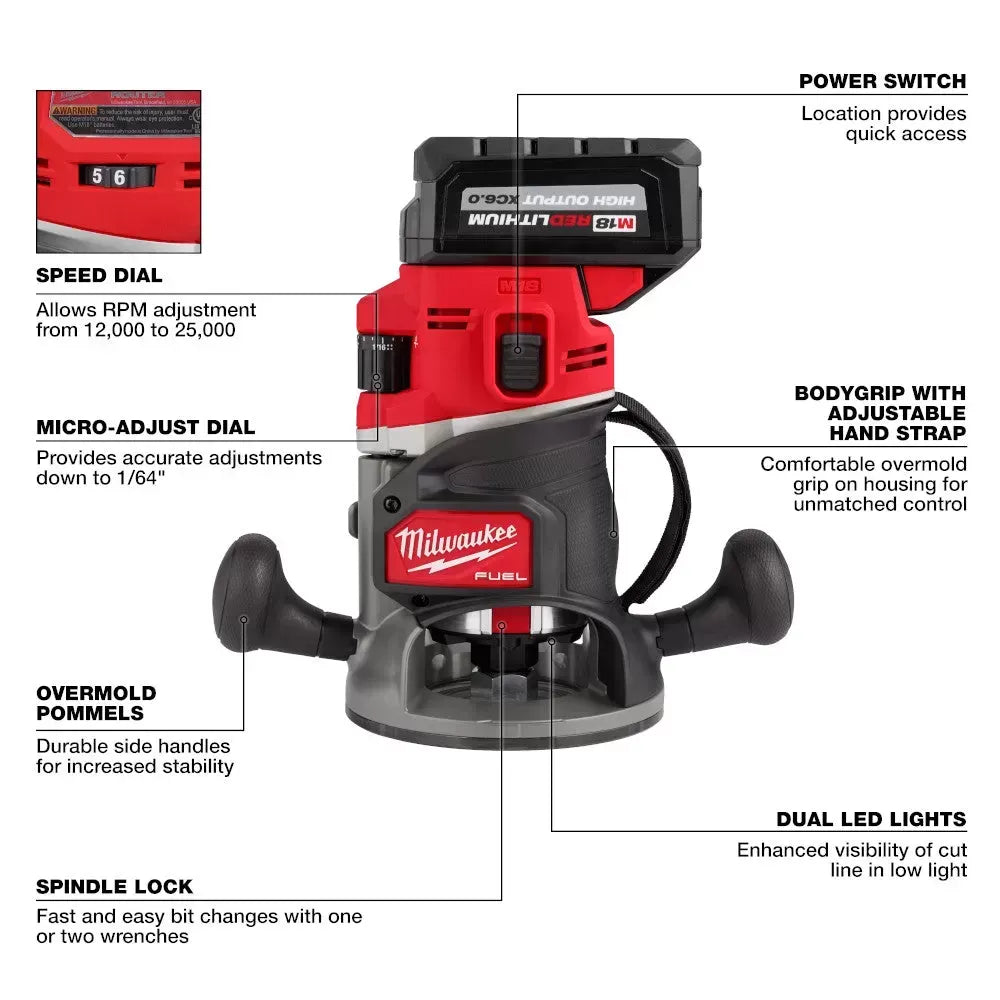Milwaukee 2838-21 M18 FUEL 18V 1/2 Cordless Lithium-Ion Router Kit, BLACK FRIDAY PRE-SALE ONLY $35.99 AND 2 ADDITIONAL 5.0AH BATTERIES FOR THE FIRST 100 CUSTOMERS