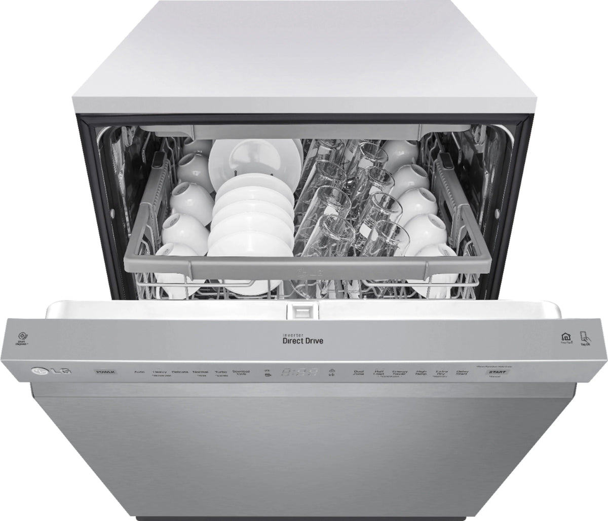 LG - 24 Front Control Smart Built-In Stainless Steel Tub Dishwasher with 3rd Rack, Quadwash, and 48dba - Stainless steel