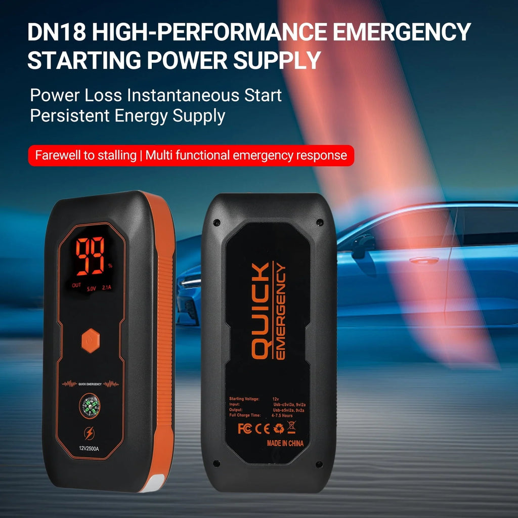 Portable Car Jump Starter by Lepmerk, DN18 Emergency Supply with 600A Peak Current, 8000mAh Capacity for and Automotive Use