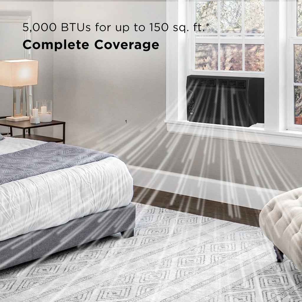 TCL 5，000 BTU Window Air Conditioner， 150 sq. ft.， LED Display， Included Remote， Black， W5W3M-B