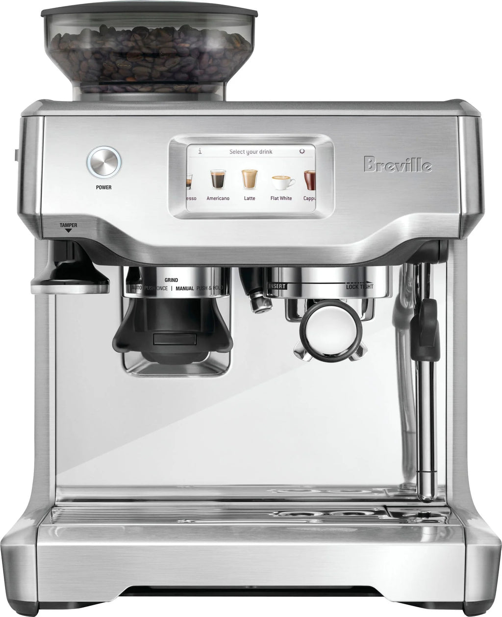 Breville - the Barista Touch Espresso Machine with 15 bars of pressure, Milk Frother and intergrated grinder - Stainless Steel
