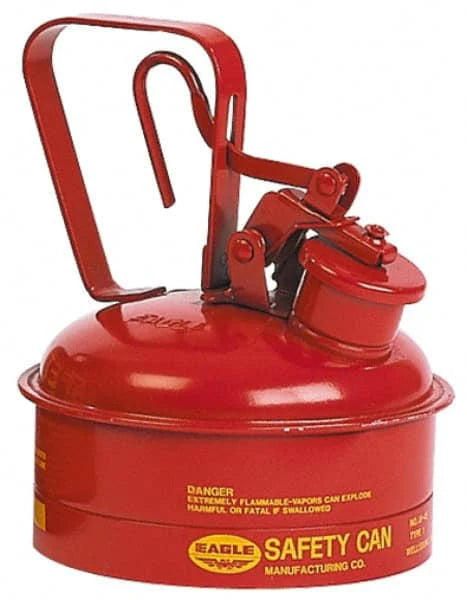 Eagle 2 Qt Galvanized Steel Type I Safety Can 8-3/4 High x 6-3/4 Diam, Red with Yellow