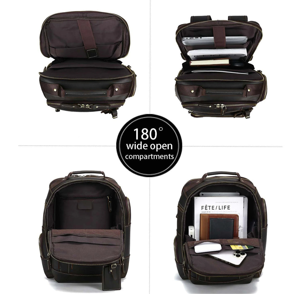 15.6 Full Grain Leather Laptop Backpack