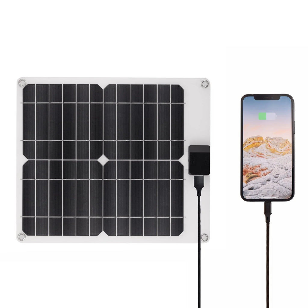 moobody 15W*2 5V/12V Solar Panel Car Battery with USB Chain Output Ports Portable Waterproof Trickle Battery & Maintainer for Car Boat Automotive RV Phones, Laptop Camera, 5V Devic