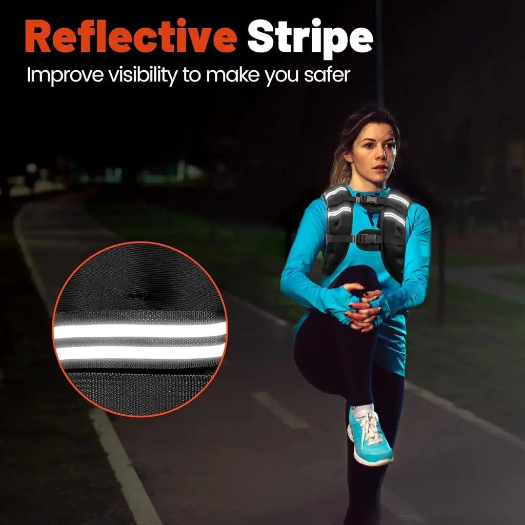 Adjustable Weighted Training Vest with Reflective Stripes