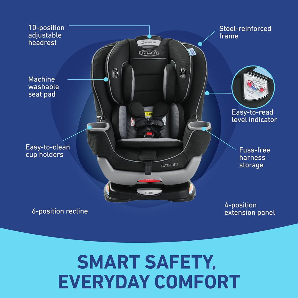 Convertible Baby Car Seat with Adjustable Extension Panel, Rear/Forward Facing