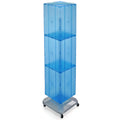 Azar Displays 701465-BLU Blue Four-Sided Pegboard Tower Floor Display on Revolving Wheeled Base. Spinner Rack Stand. Panel Size: 14W x 60H