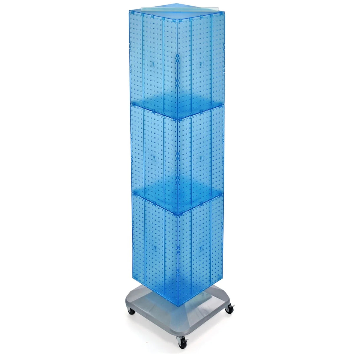 Azar Displays 701465-BLU Blue Four-Sided Pegboard Tower Floor Display on Revolving Wheeled Base. Spinner Rack Stand. Panel Size: 14W x 60H