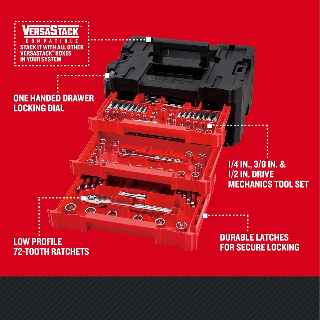 Mechanics Tool Set, 1/4 in, 3/8 in, and 1/2 in Drive, 230 Piece (CMMT45306)