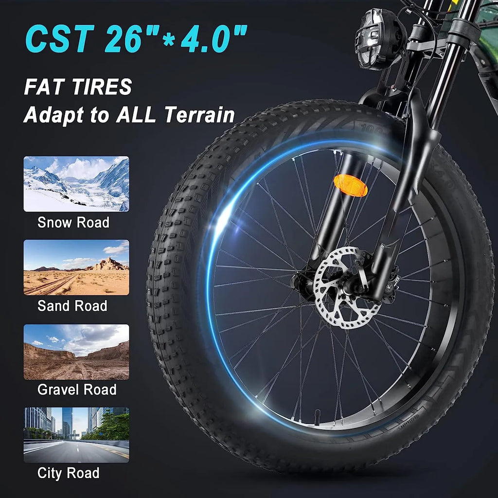 Electric Bike,750W Electric Bike for Adults BAFANG Motor 48V 15Ah Samsung Cell Battery Ebike, Fat Tire Electric Bicycles, 28MPH 35-80Miles Electric Mountain Bike, Shimano 7-Speed UL Certified