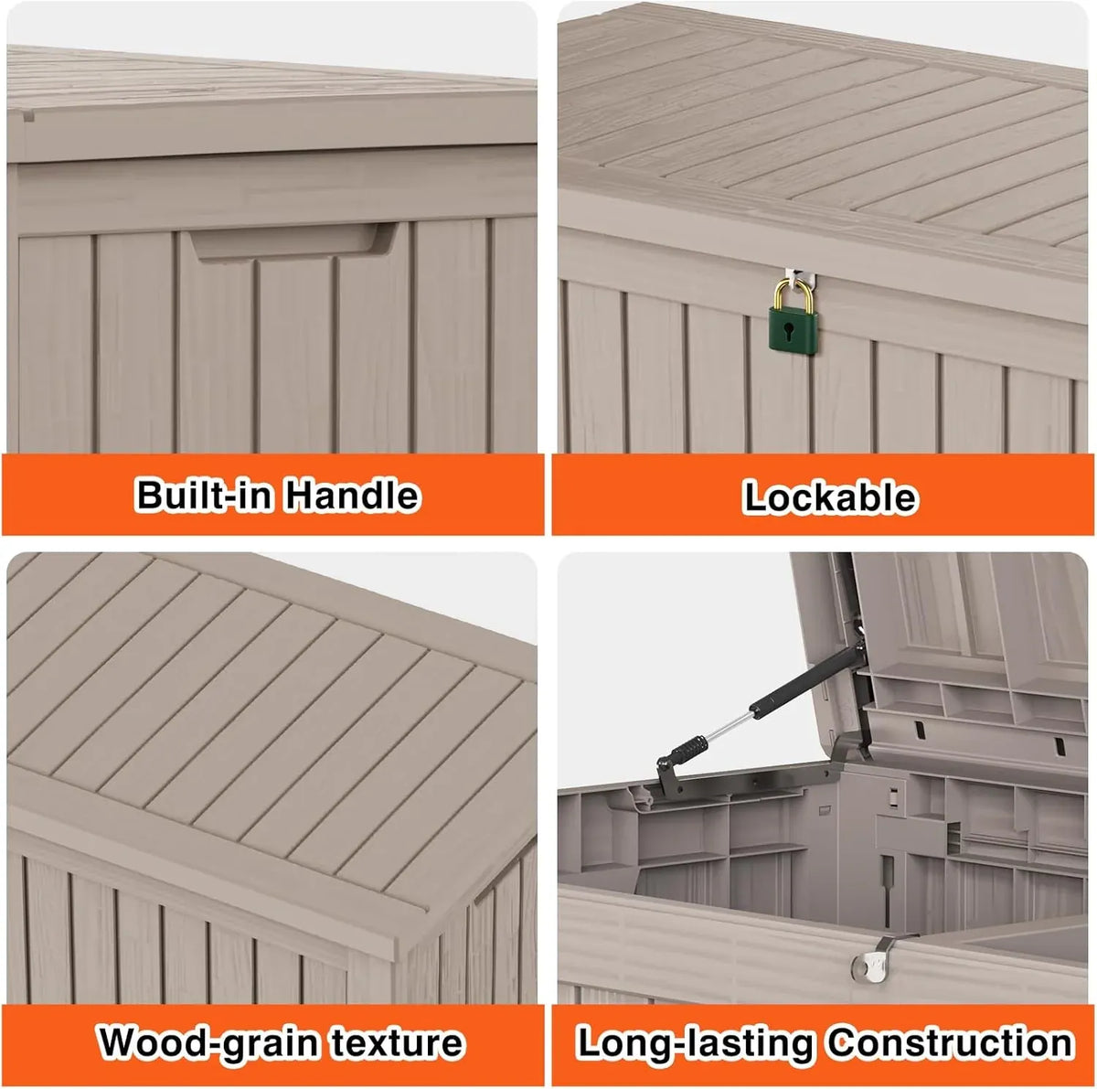 150 Gallon Outdoor Storage Cabinet, Large Outdoor Storage Box for Patio Furniture Covers, Cushion Pillows, Waterproof Deck Box with Lockable Lid for Garden Tools, Pool Accessories, Taupe