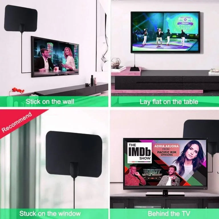 Flat Indoor TV Antenna with 49.7 Mile Range and VHF/UHF Reception, 10ft Cable