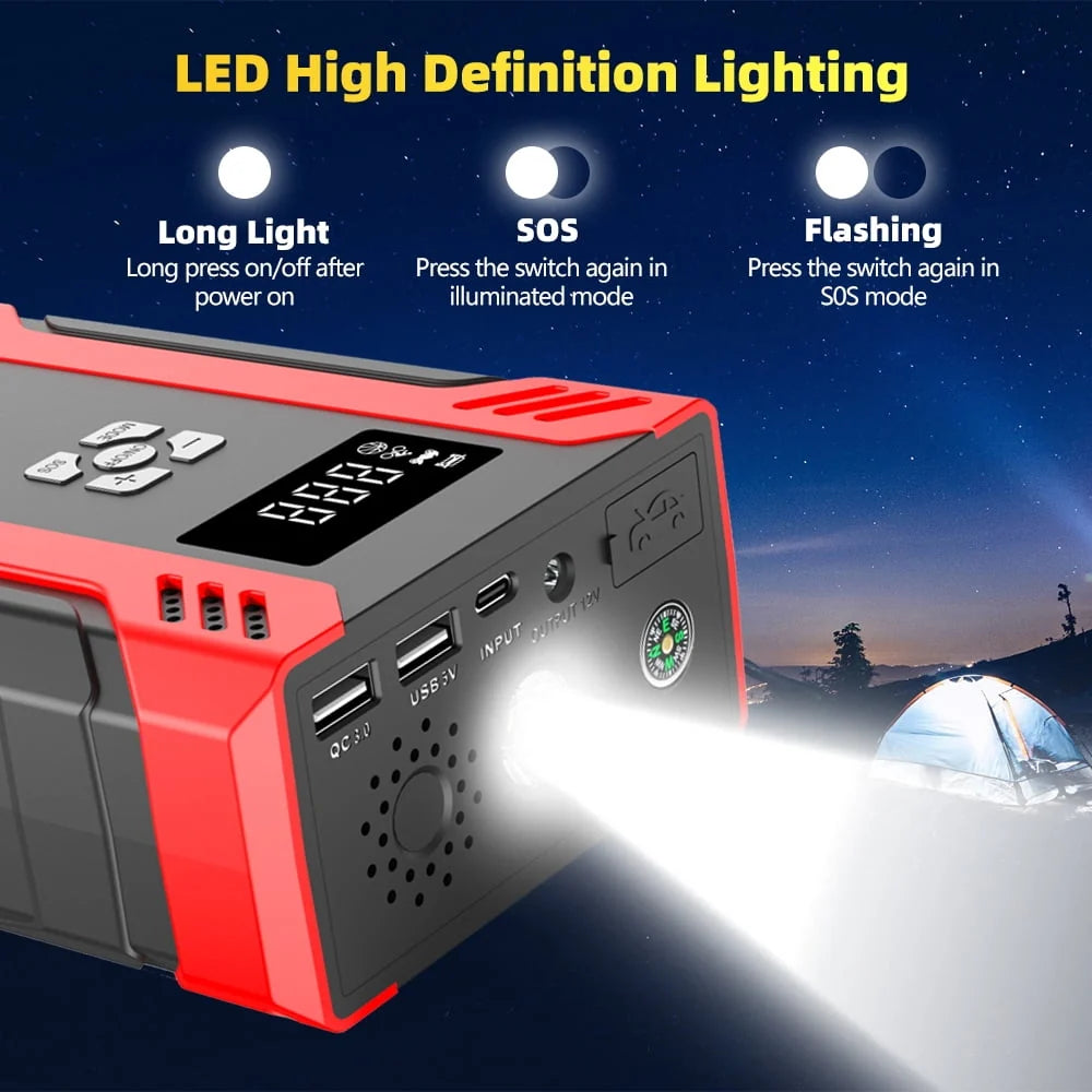 Car Jump Starter with Tire Inflator,DFITO 2000A Peak Portable Battery Starter (up to 7.0L Gas or 6.5L Diesel Engine), 37000mAh Portable Car Battery Booster