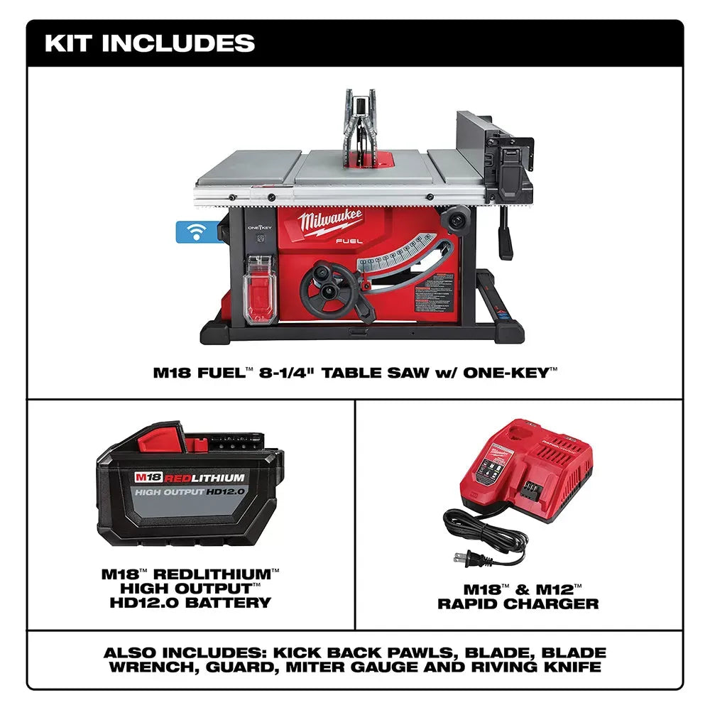 Milwaukee 2736-21HD M18 FUEL 18V 8-1/4-Inch Cordless One-Key Table Saw Kit