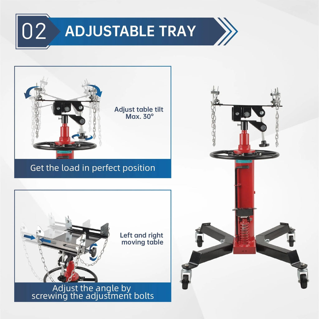BATONECO 1660 lbs/0.75T Capacity Hydraulic Transmission Jack 34 - 70 Adjustable Height Telescopic Transmission Jack 2-Stage w/ Pedal 360° Swivel Wheel Lift Hoist for Car Lift Garage