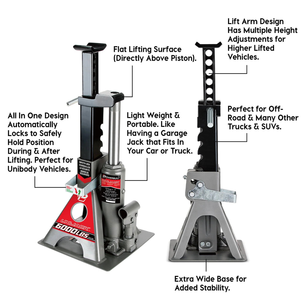 Powerbuilt 3 Ton Unijack Bottle Jack and Jackstand in One - 620471