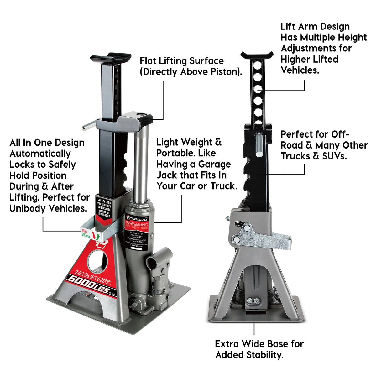 Powerbuilt 3 Ton Unijack Bottle Jack and Jackstand in One - 620471