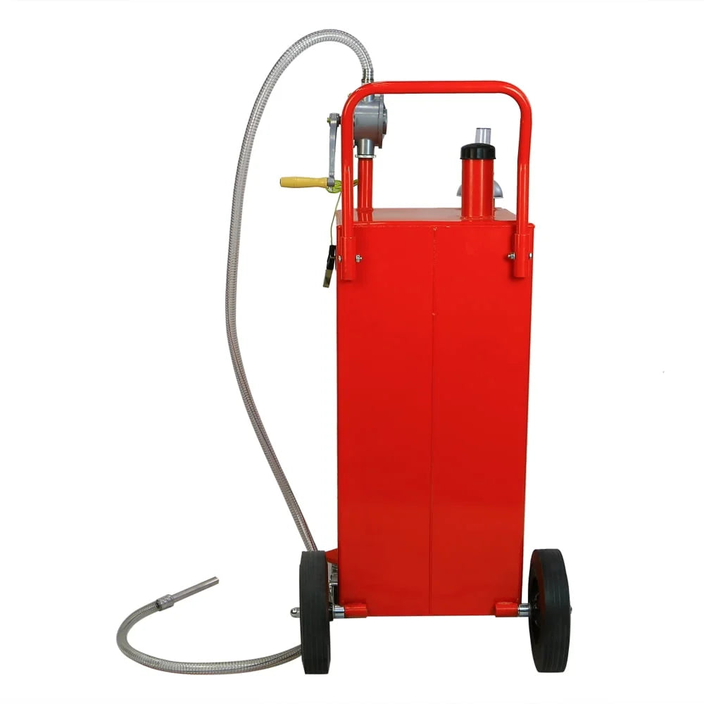30 Gallon Gas Caddy Tank Storage Drum Gasoline Diesel Fuel Transfer with Universal Wheel Red