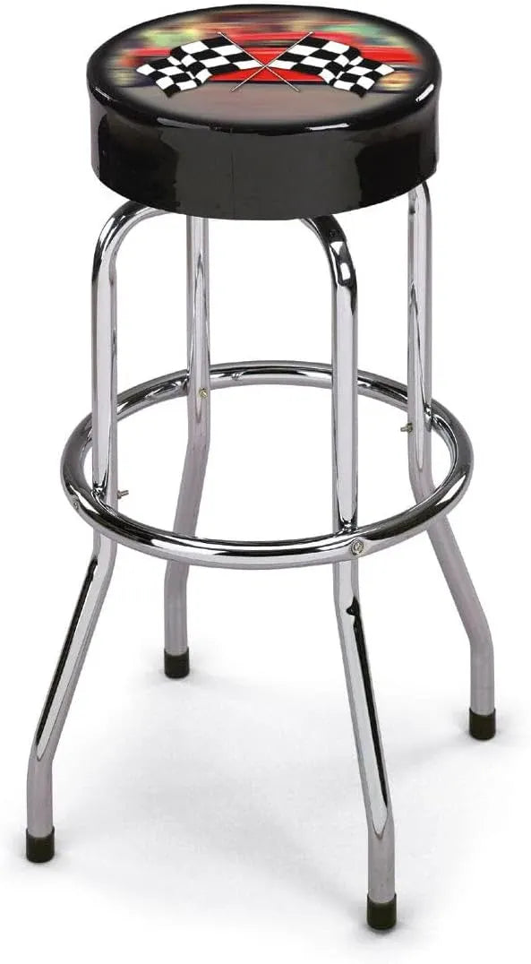 Shop Stool – 30 Swivel Padded Vinyl Seat with USA Flag Design, Chrome-Plated Legs, 330 lb Capacity – Ideal for Garages, Shops & Patriotic Workspaces