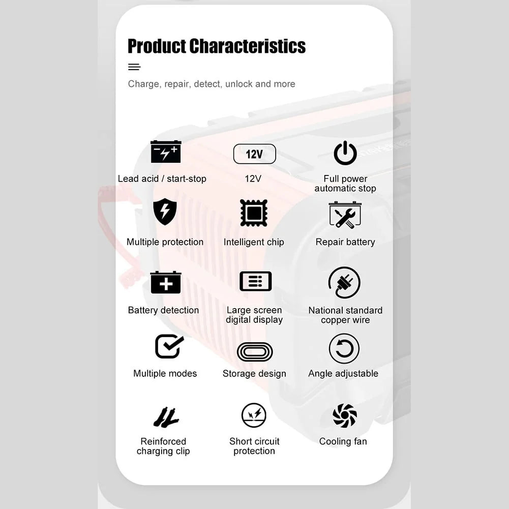 Haimni Car And Motorcycle Battery Charger 12V/6A Intelligent Pulse Repair Charger