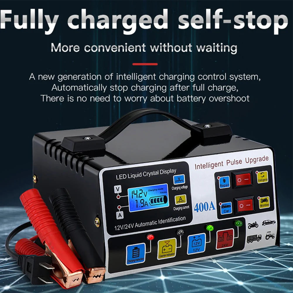 Car Battery Charger Fully Automatic High Frequency Intelligent Pulse Repair LCD