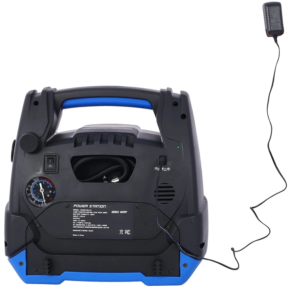 1800 Amp Battery Jump Starter with Air Compressor Car Tire Inflator, 6 in 1 Portable Rechargeable Jump Starter,USB DC AC Outlet,12V Emergency Auto Battery Booster Box for Gas Diesel Vehicles