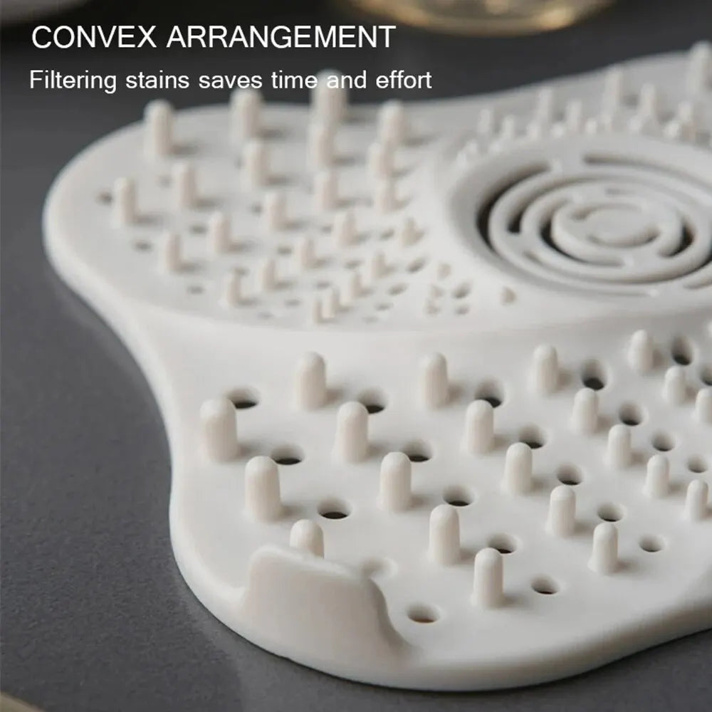 Drain Hair Catcher with Spiral Ridges and Suction Cup Anchors, Lift  Handle