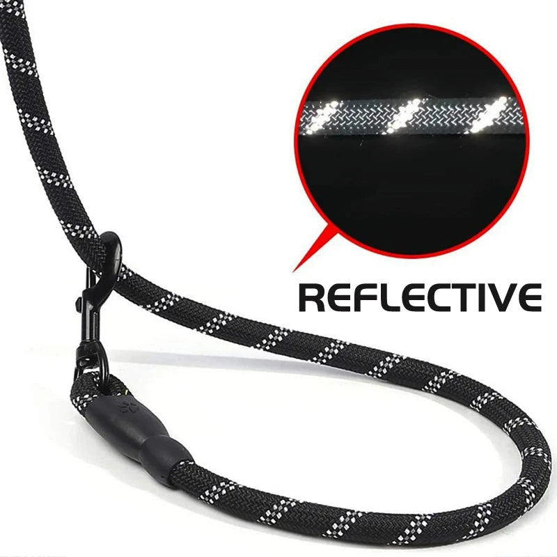 Dog Leash with Reflective Stitching and Padded Grip, Double Rope  Construction