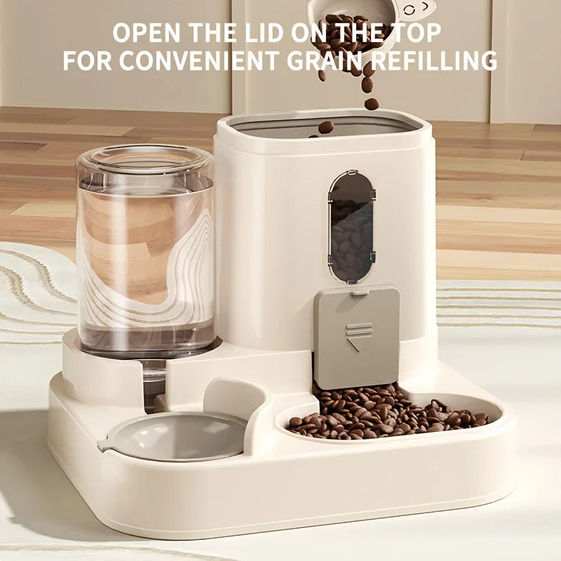Automatic Gravity Pet Feeder with Dual Bowls and Water  Control