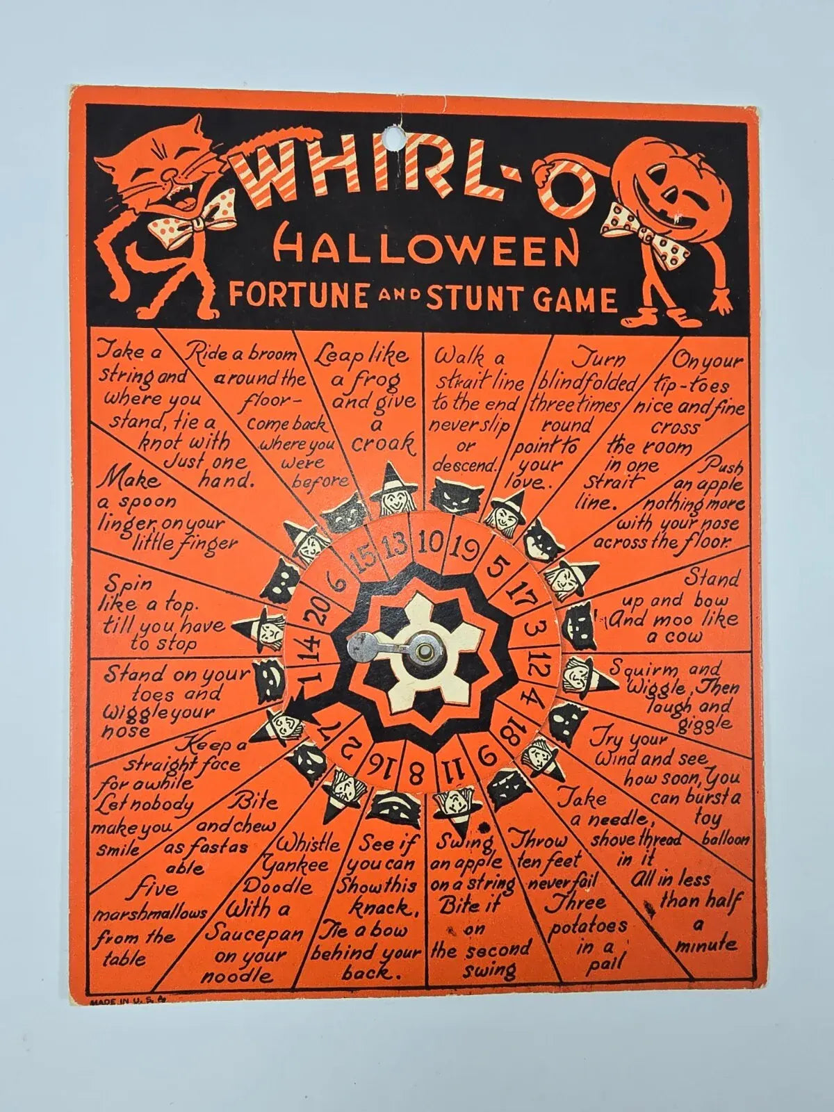 Rare 1930s WHIRL-O Halloween Fortune and Stunt Game â?Exceptional Condition!
