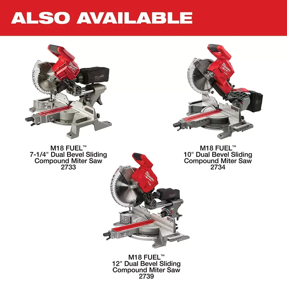 Milwaukee 2739-20 M18 FUEL 18V 12 Dual Bevel Slide Compound Miter Saw-Bare Tool