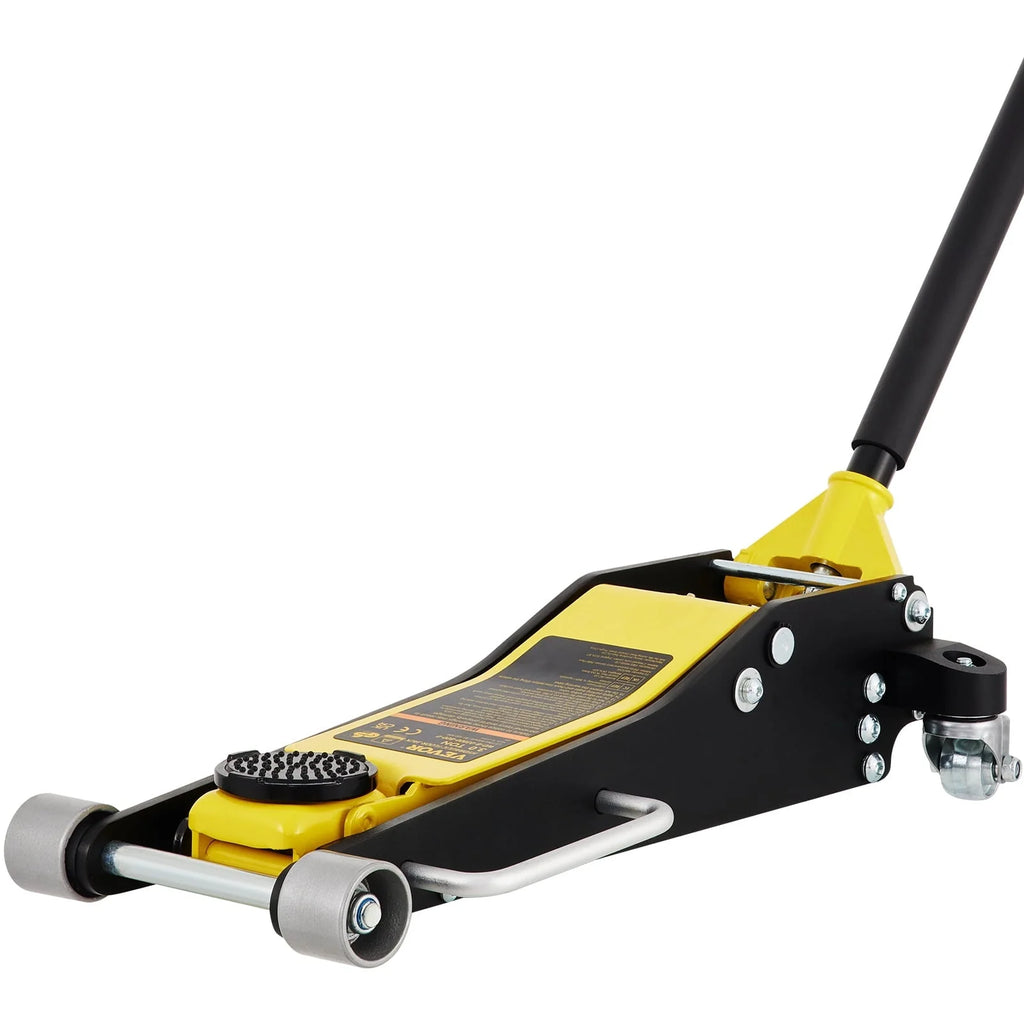 BENTISM Low Profile Floor Jack 3 Ton (6600 lbs), Aluminum and Steel Hydraulic Racing Floor Jack, Dual Piston Quick Lift Pump, 19-11/16-3-6/11 Height Lifting Range, Yellow+Black