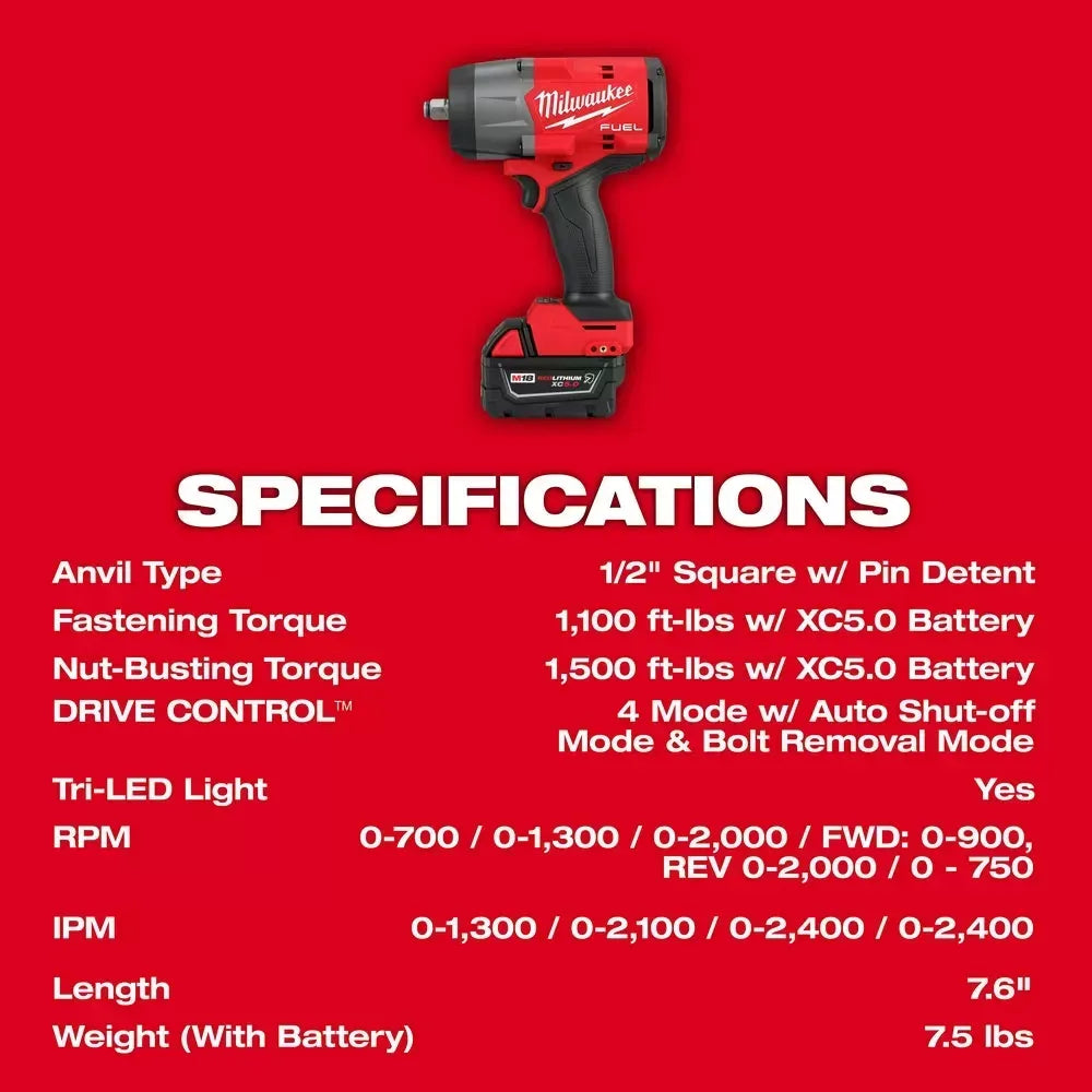 Milwaukee Pre-Sale 2967-22 M18 FUEL 18V 1/2 High Torque Impact Wrench Friction Ring Kit