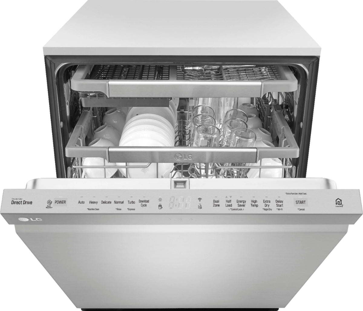 LG - 24 Top Control Smart Wi-Fi Enabled Dishwasher with QuadWash and Stainless Steel Tub - Stainless steel