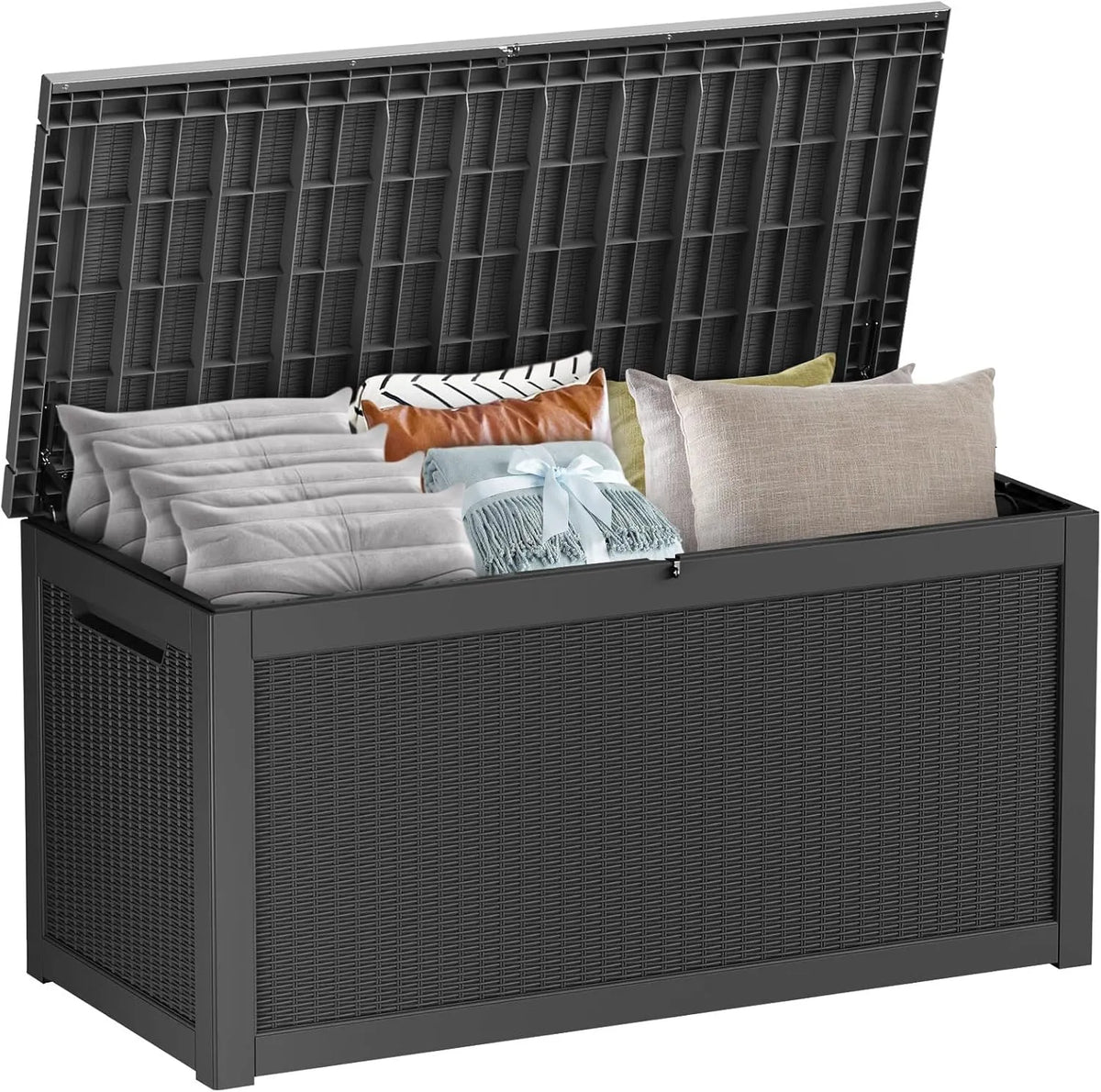 150 Gallon Outdoor Storage Cabinet, Large Outdoor Storage Box for Patio Furniture Covers, Cushion Pillows, Waterproof Deck Box with Lockable Lid for Garden Tools, Pool Accessories, Taupe