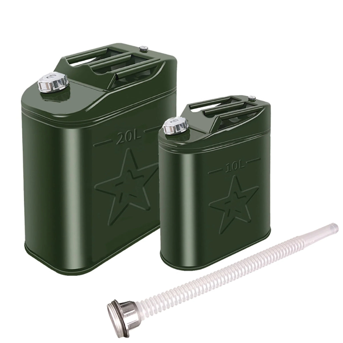 MoreChioce 10L Green Metal Jerry Can Store Container for Petrol Oil Water Alcohol
